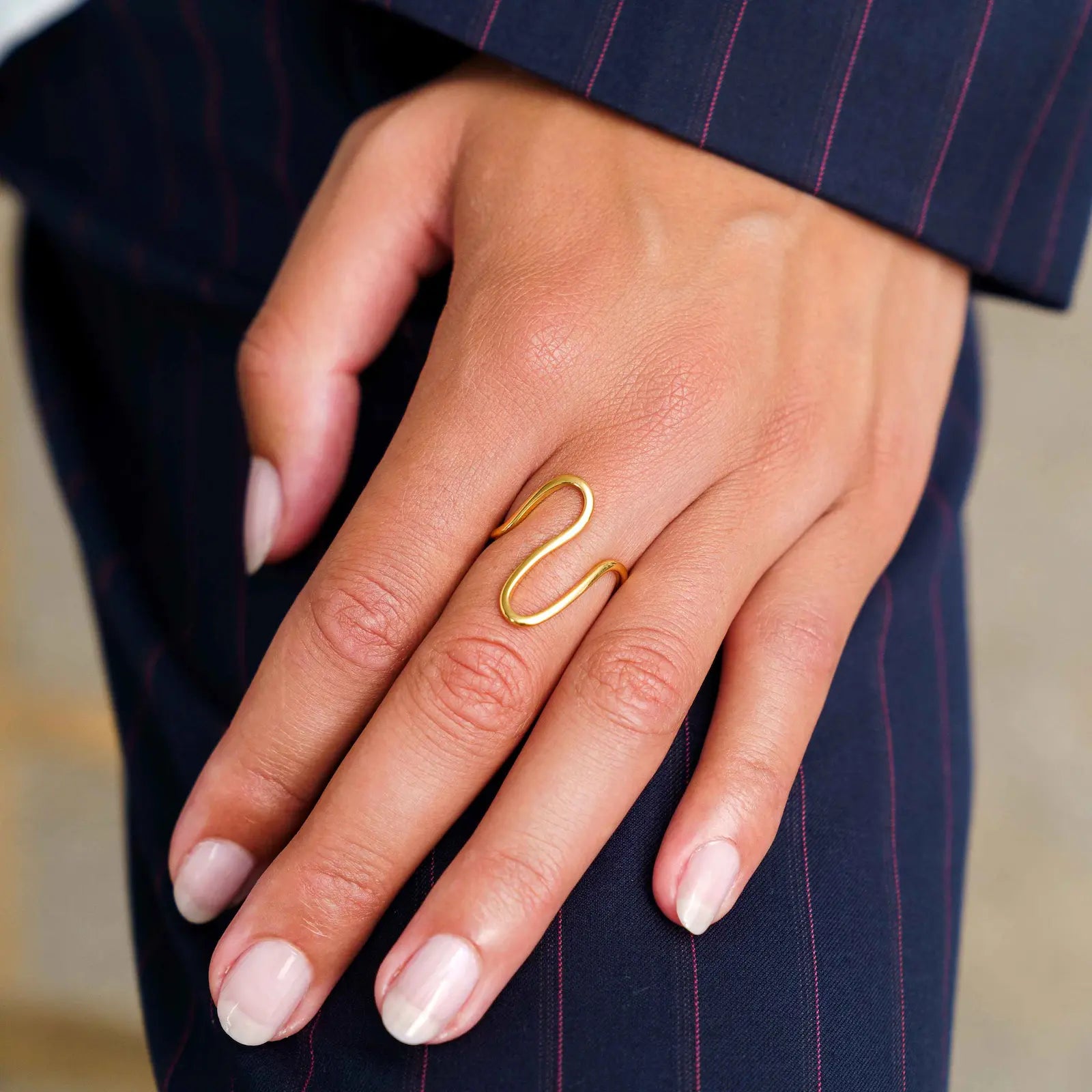 Wave Line Ring 18K Guldbelagt