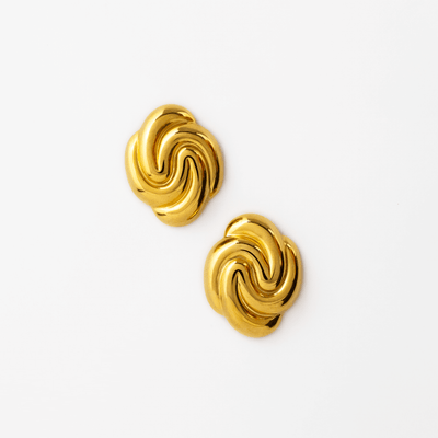 Oval Fold Øreringe i guld