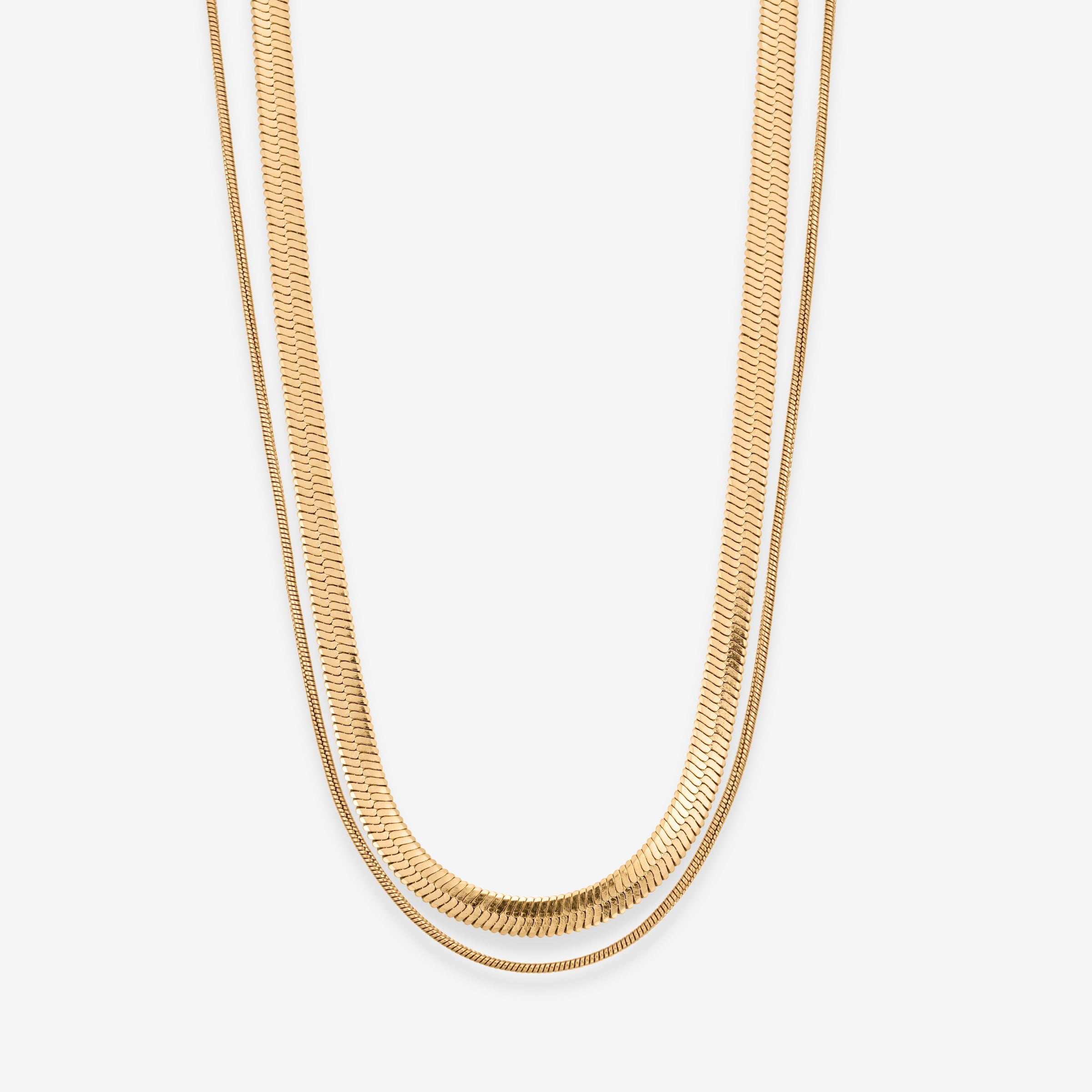 Rund Double Halskæde i guld