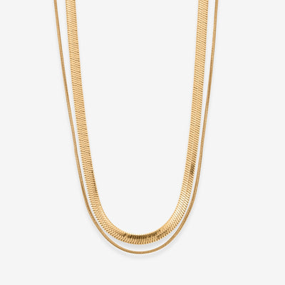 Rund Double Halskæde i guld