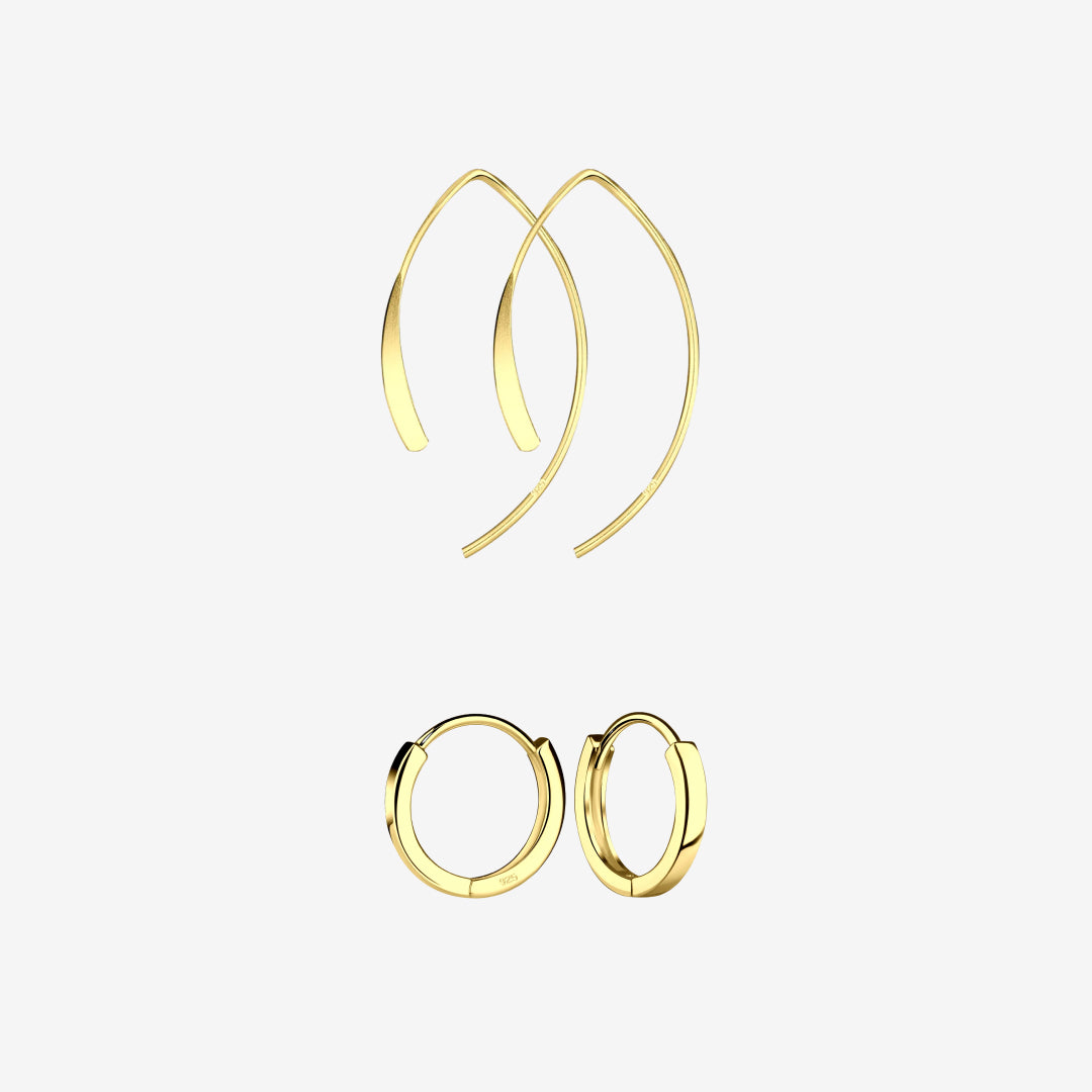 Tjockt böjt örhängesset: Två par örhängen