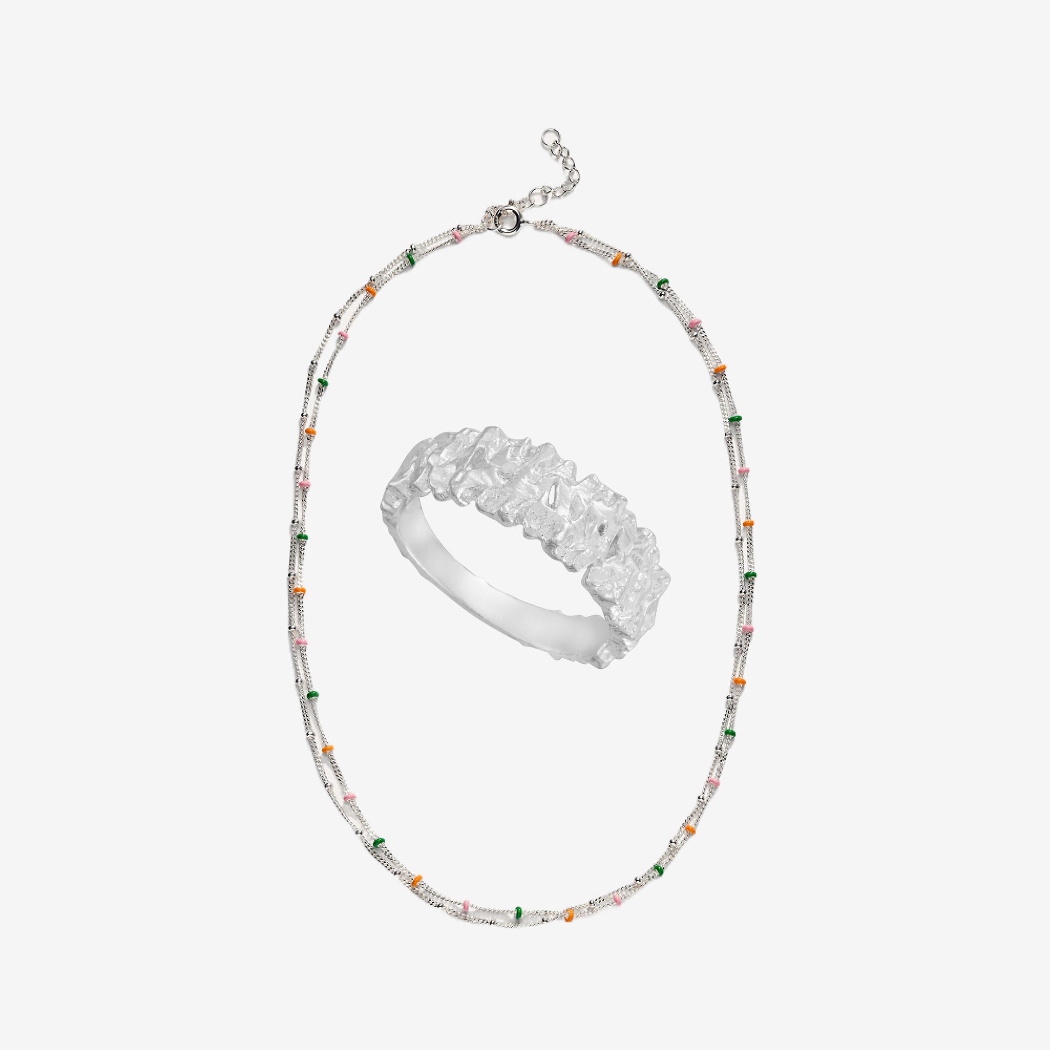 Multi Dot och Hamrad Silver Set