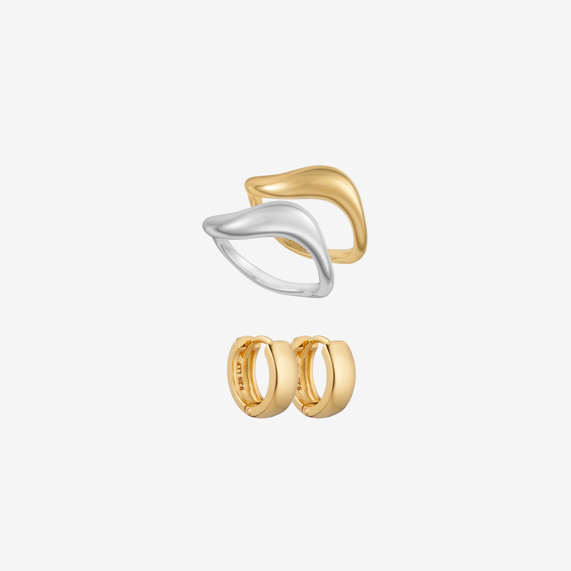 Wave and Chunky Set: 2 Ringar & 1 Örhänge