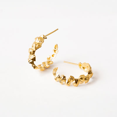 Chunky Edge Hoop øreringe i guld