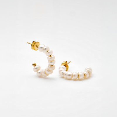 Chunky Perle Dome øreringe i guld