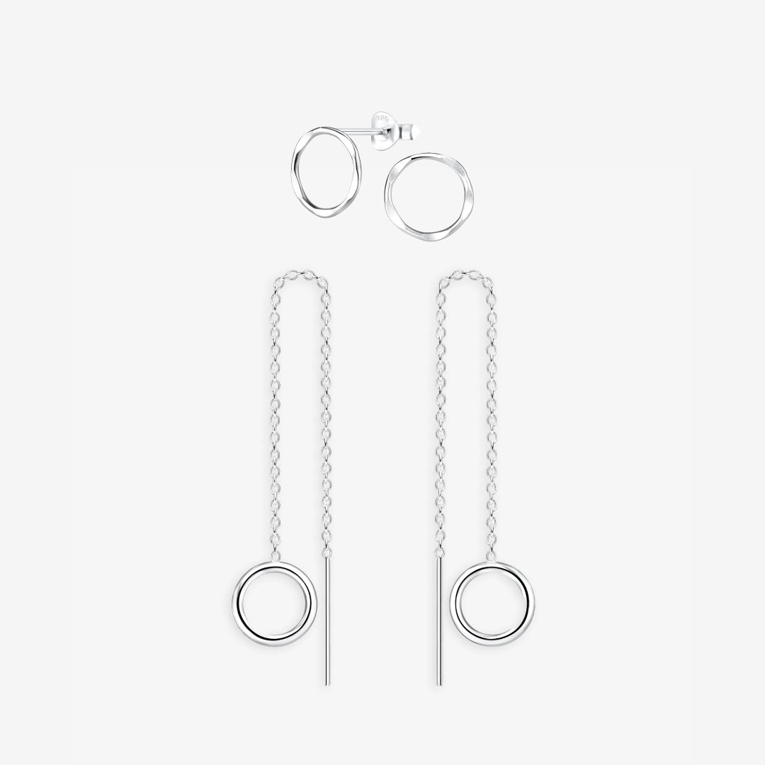 Cirkelörhängen Set Silver