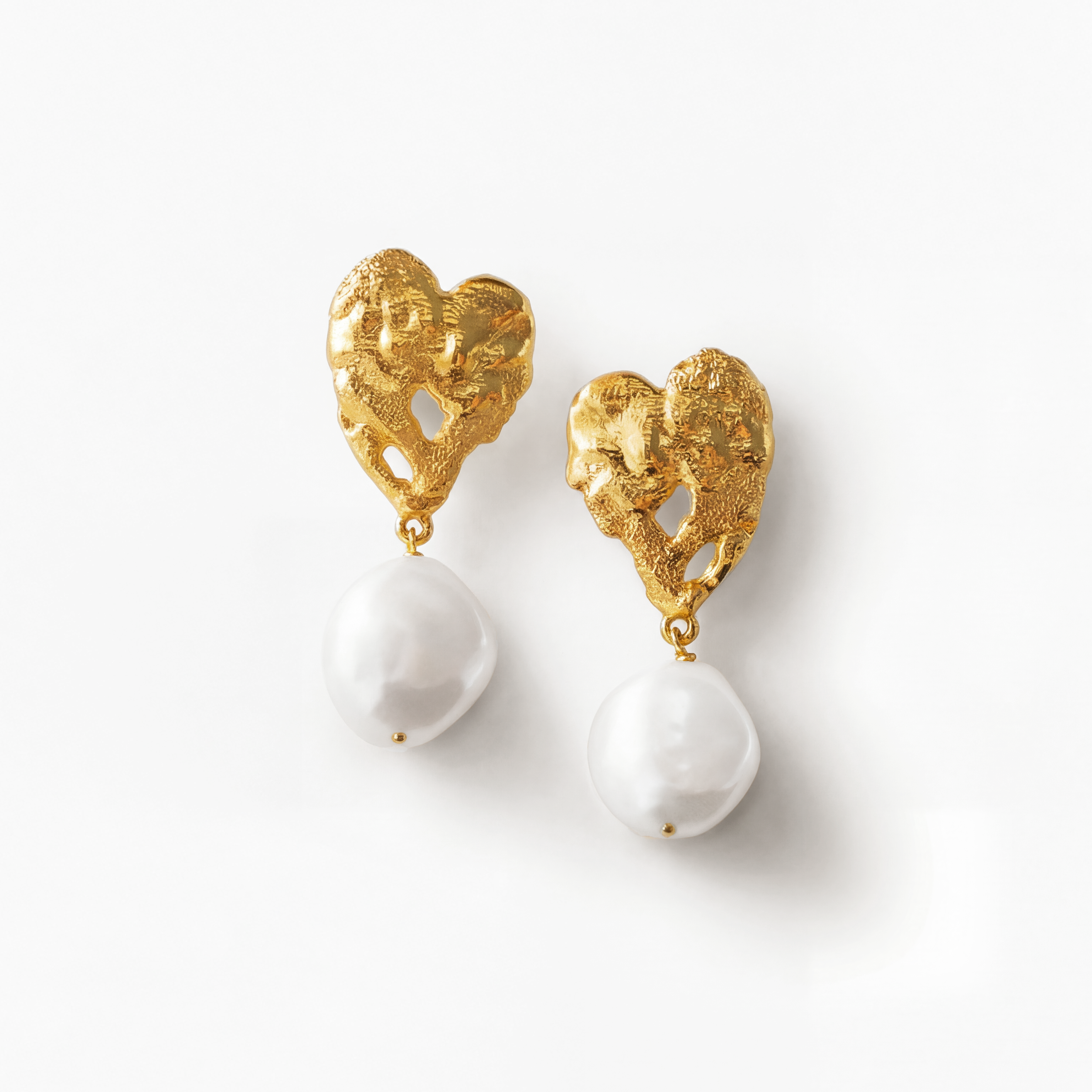 Hjärtpärlörhängen Förgyllda