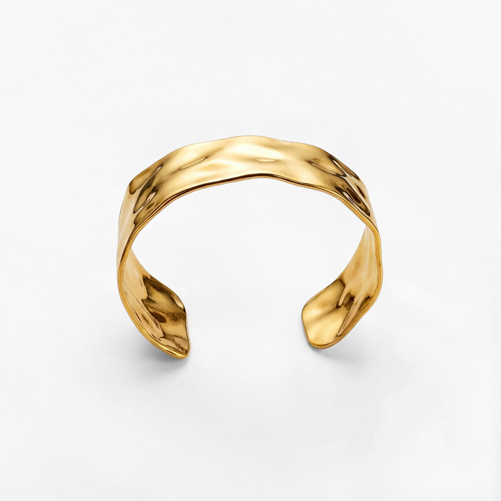 Chunky Hamret Bangle Guldbelagt