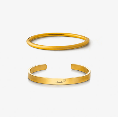 Classic Bangle m. indgravering & Rund Bangle Sæt