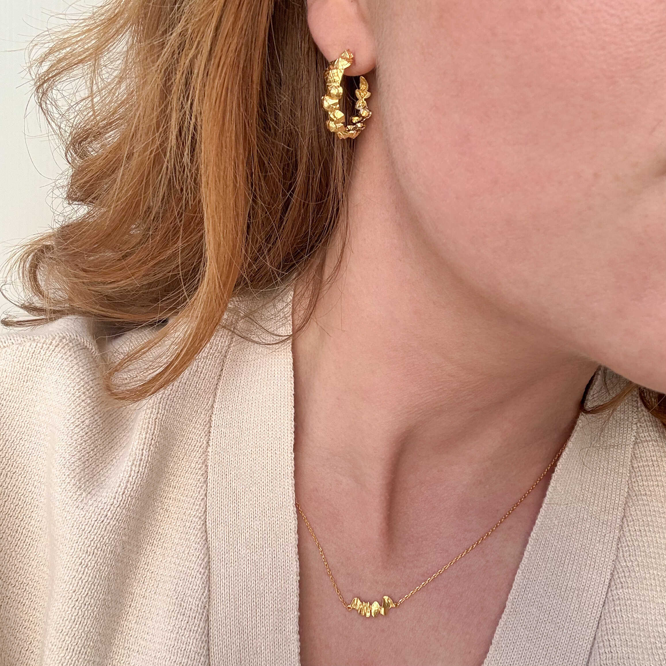 Chunky Edge Hoop Förgylld