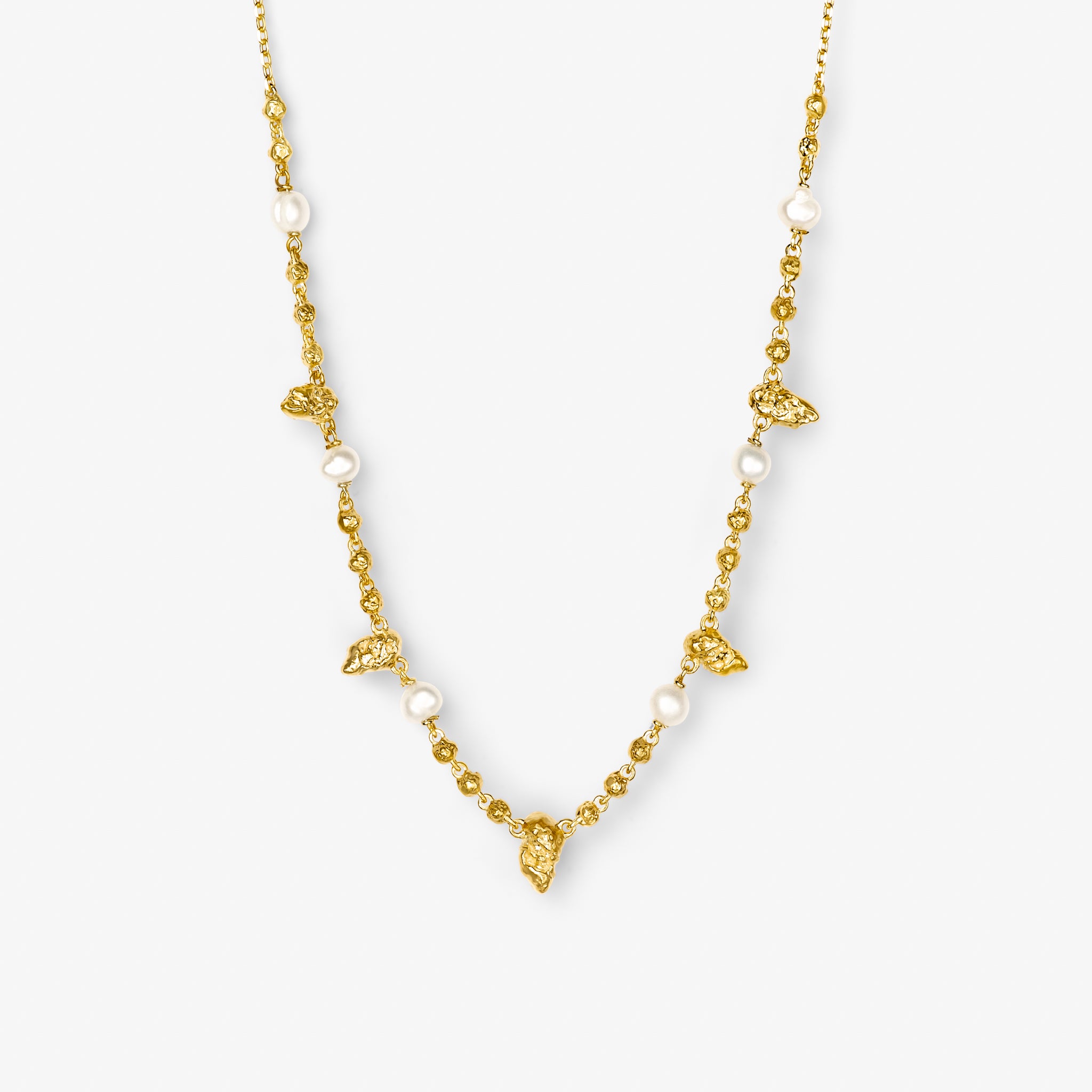 Leaf Perle Halskæde i guld