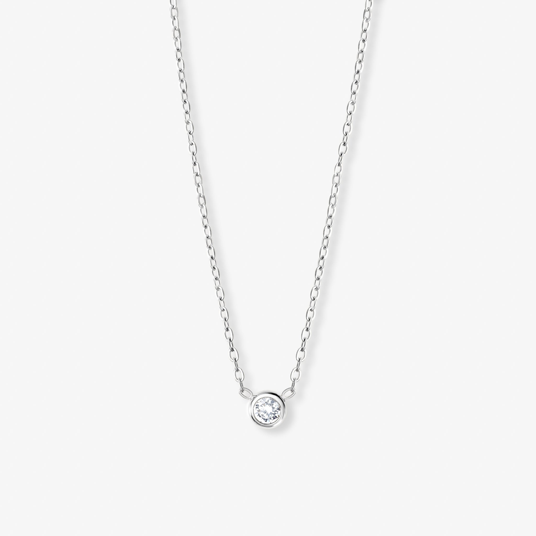 Runt kristallhalsband Silverfärgat