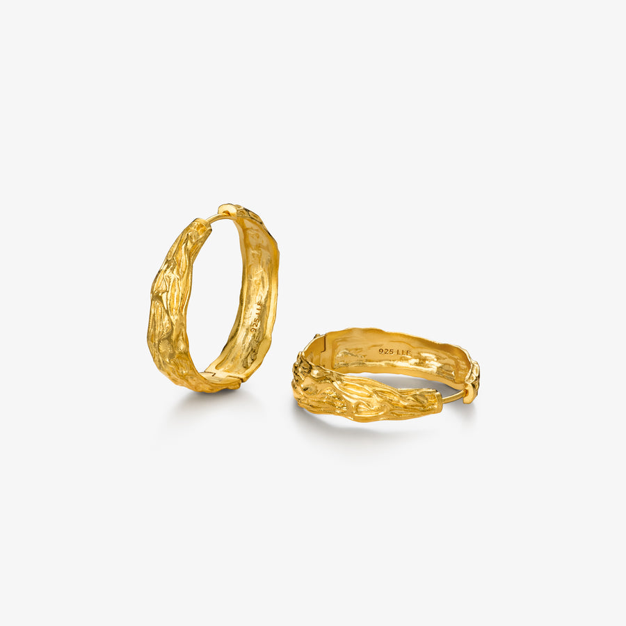 Melted Hoop 33 mm Ørering Guldbelagt