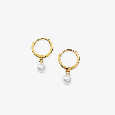 Perle Hoop øreringe i guld 