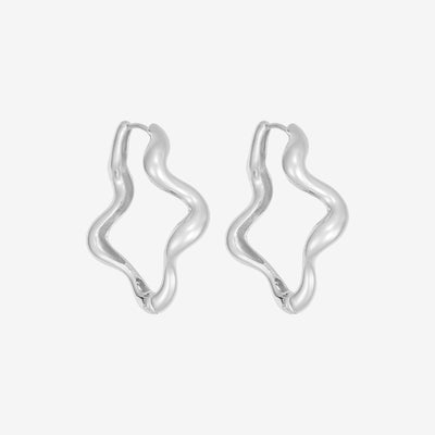 Stor Wave Hoop Ørering Sølv